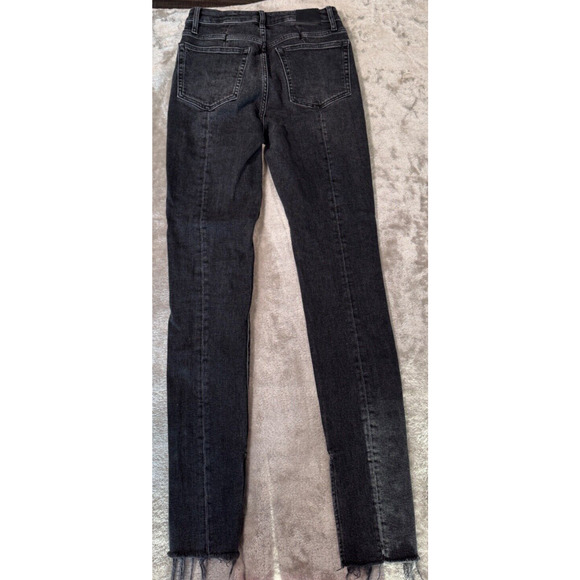 Anine Bing Heath Vintage Black Skinny Jeans Side Slit Button Fly High Rise 28 - Picture 3 of 9